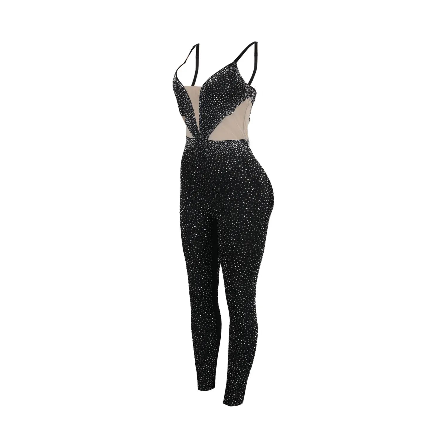 Slim Fit Rhinestone Stretch Sling Sheath Tight Jumpsuit
