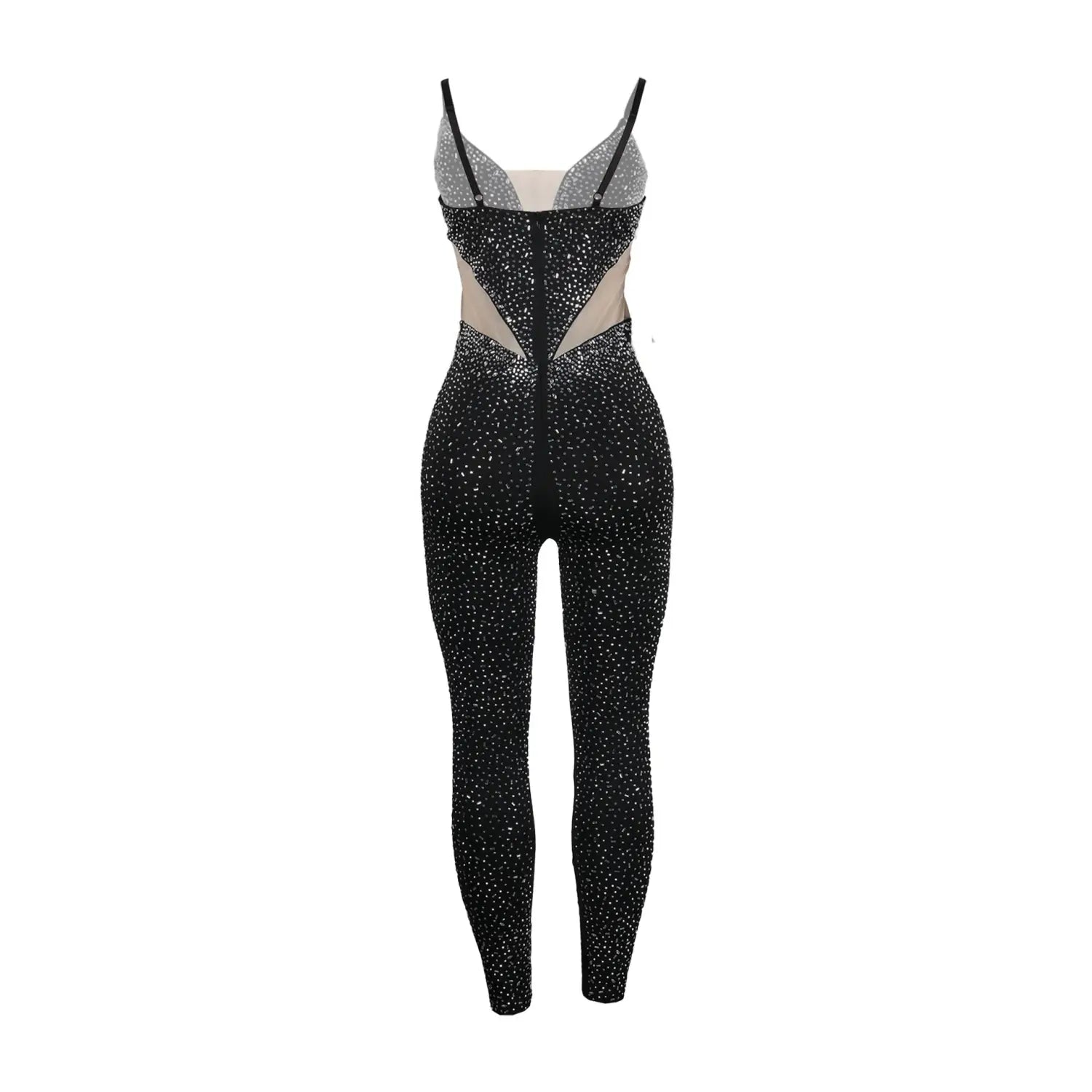 Slim Fit Rhinestone Stretch Sling Sheath Tight Jumpsuit