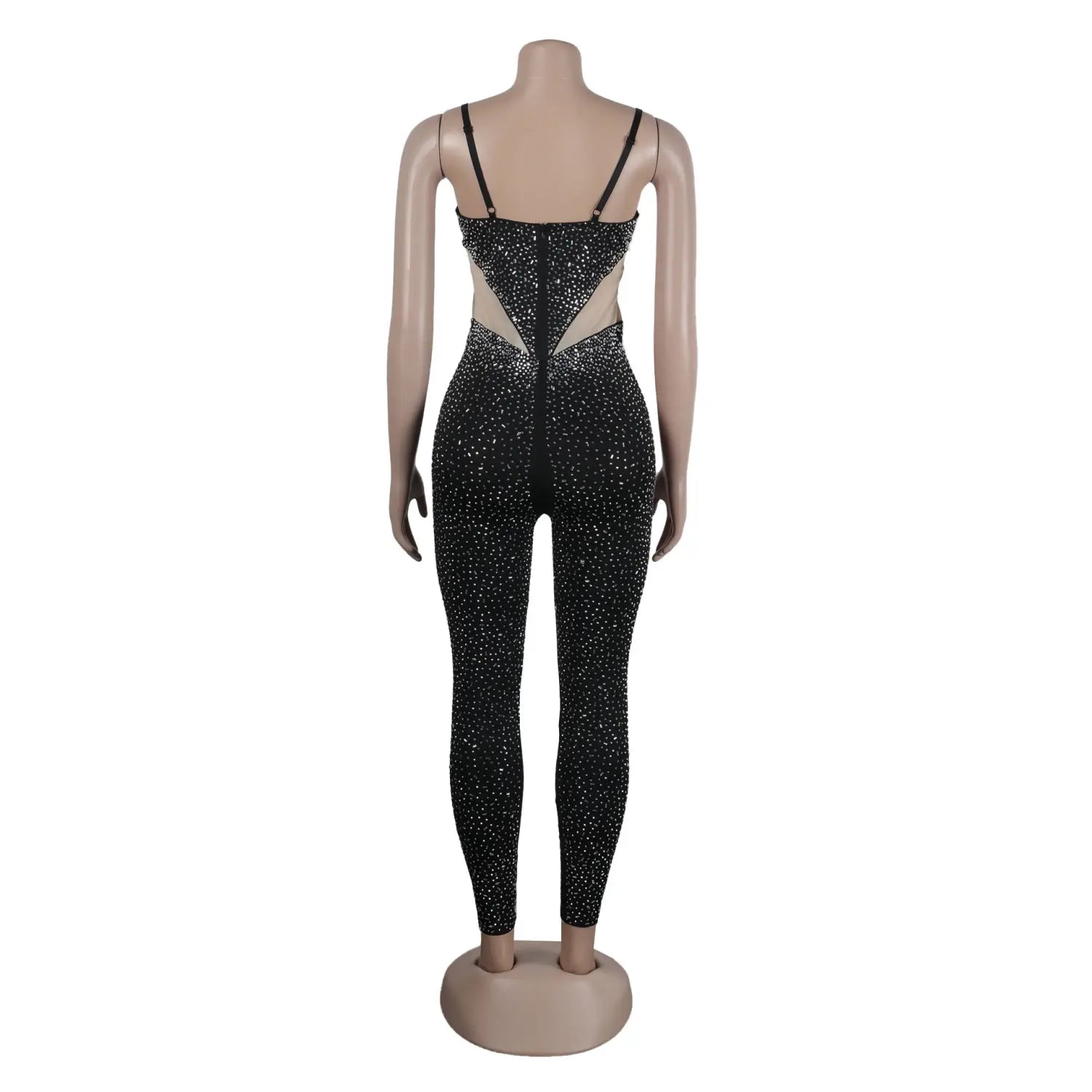 Slim Fit Rhinestone Stretch Sling Sheath Tight Jumpsuit