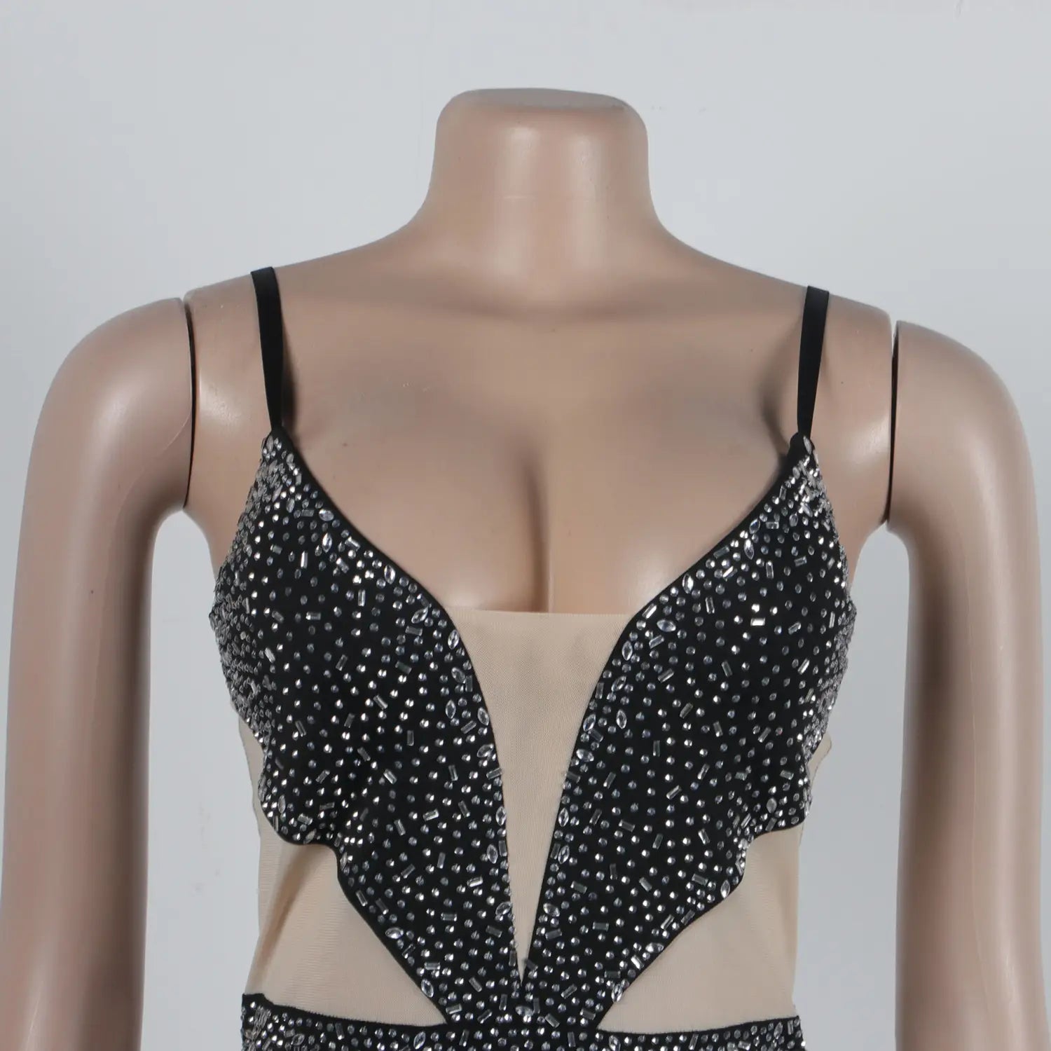 Slim Fit Rhinestone Stretch Sling Sheath Tight Jumpsuit