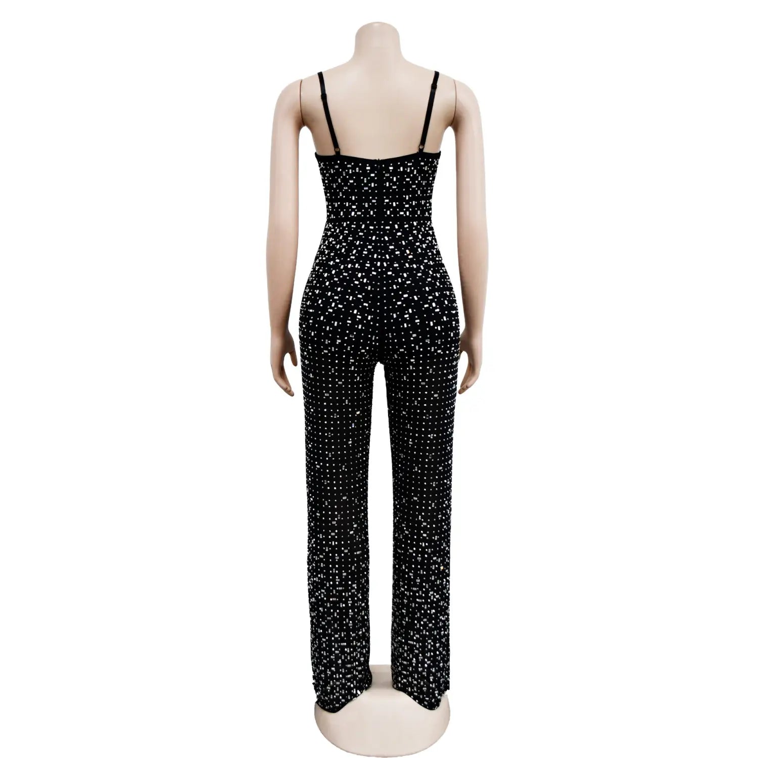 Women’s Wear Rhinestone Mesh Camisole Sleeveless Trousers Jumpsuit