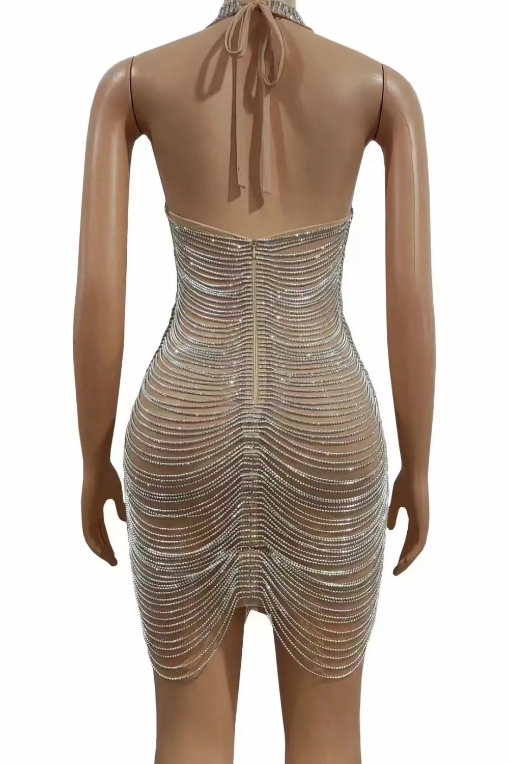 Women’s Nightclub Model Dance Party Chain Shiny Hip Bag Backless Skirt