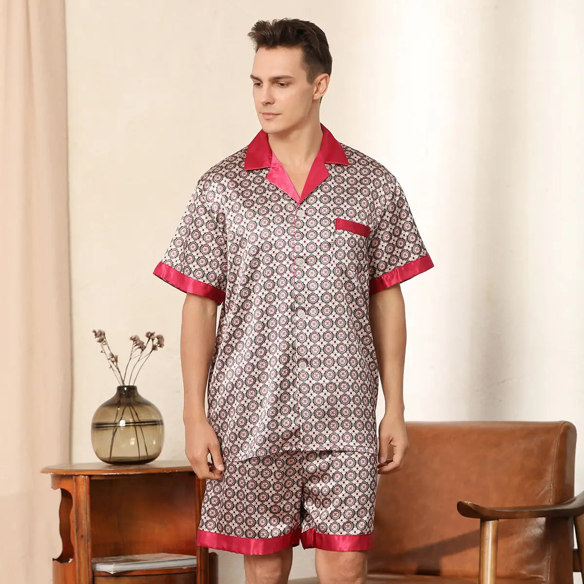 Men’s Summer Printed Short-sleeved Shorts Pajamas