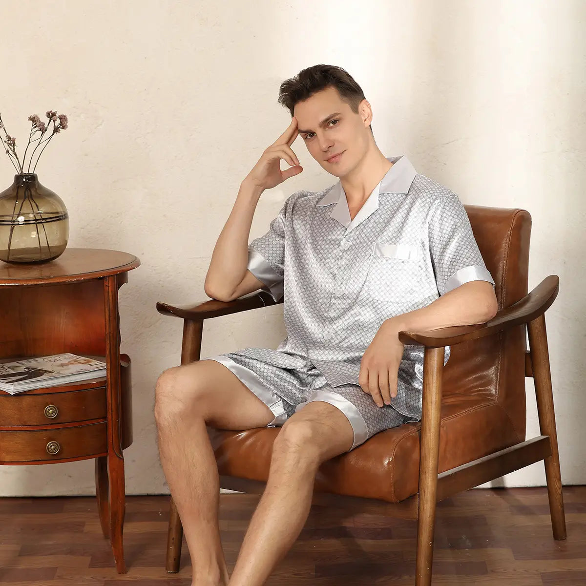 Men’s Summer Printed Short-sleeved Shorts Pajamas