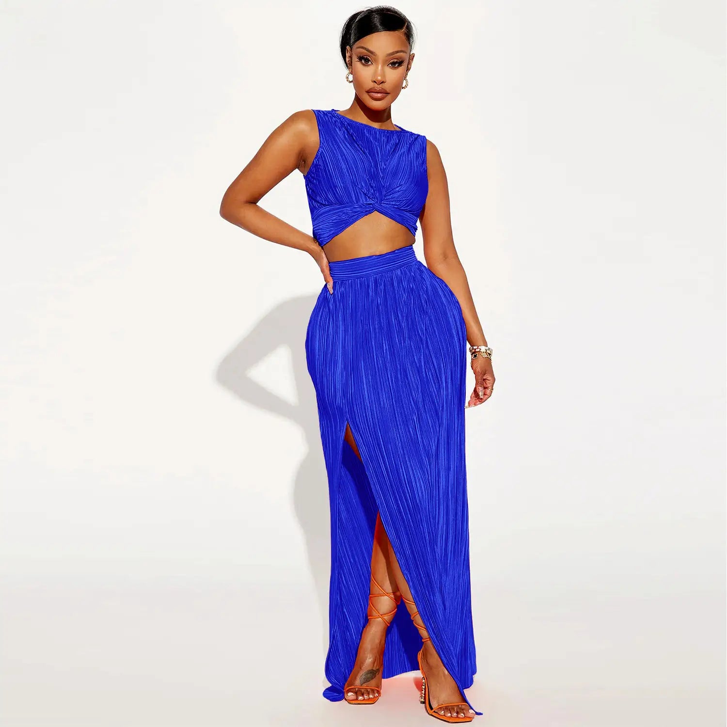 European And American Women’s Clothing Slit Dress Two-piece Set