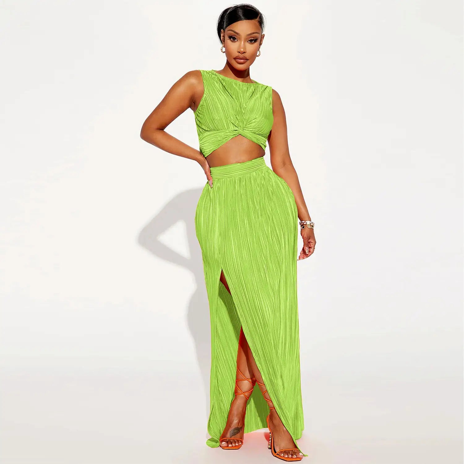 European And American Women’s Clothing Slit Dress Two-piece Set