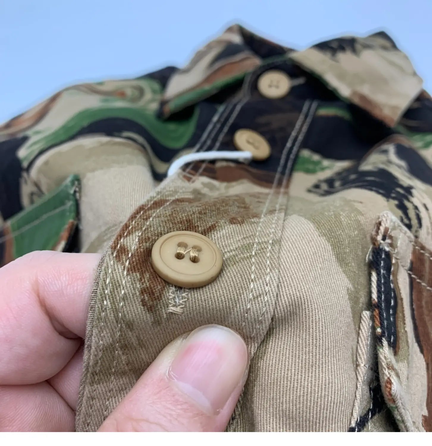 Beautiful Camouflage Shirt Men’s Japanese-style Retro Washed Amekaji Workwear Cotton Long Sleeve