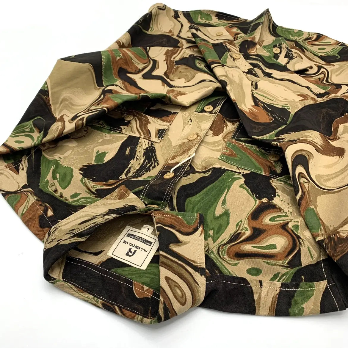 Beautiful Camouflage Shirt Men’s Japanese-style Retro Washed Amekaji Workwear Cotton Long Sleeve