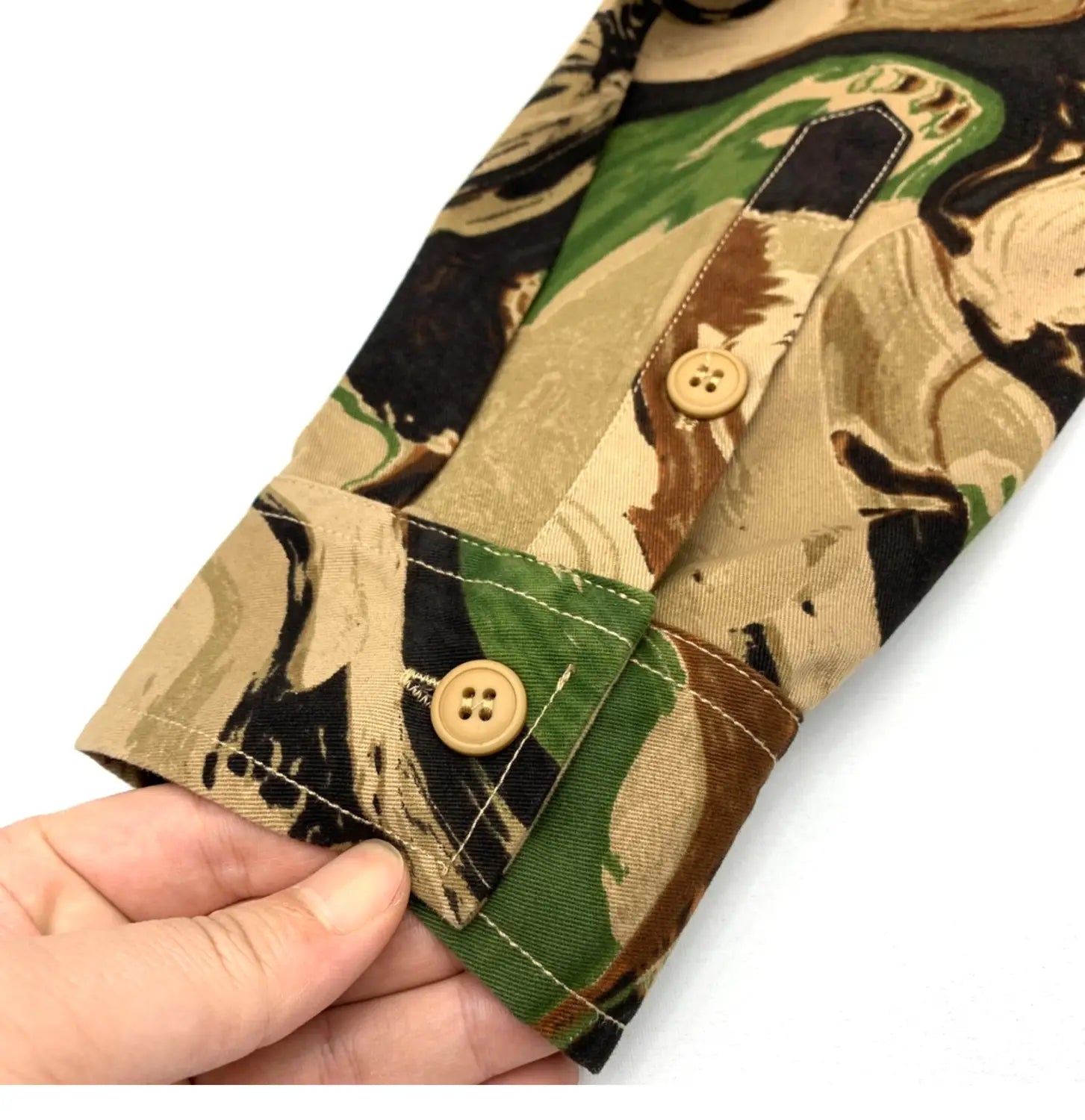 Beautiful Camouflage Shirt Men’s Japanese-style Retro Washed Amekaji Workwear Cotton Long Sleeve