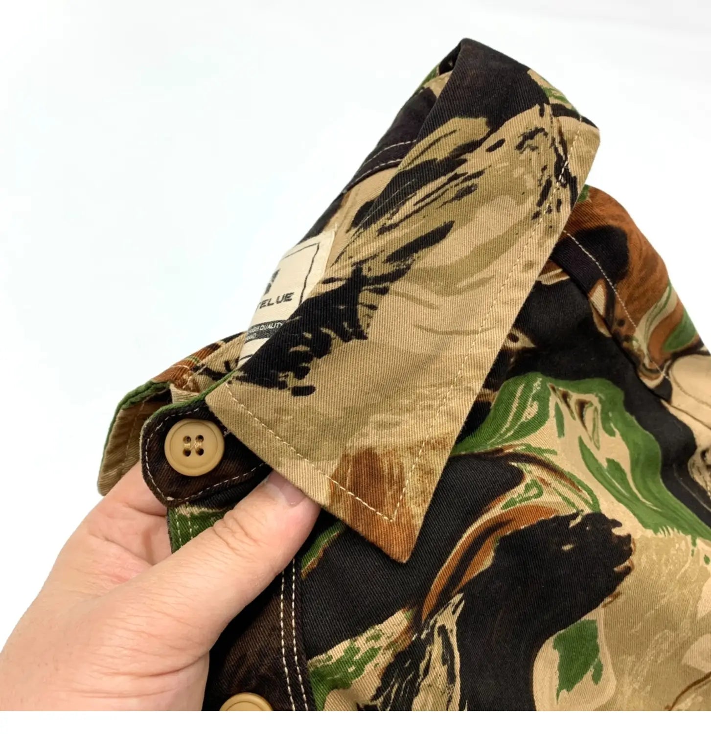 Beautiful Camouflage Shirt Men’s Japanese-style Retro Washed Amekaji Workwear Cotton Long Sleeve