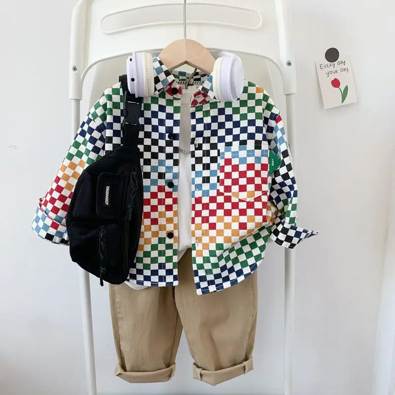 Children’s Korean-style Mosaic Casual Jacket