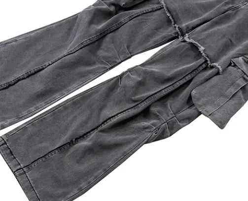 Men’s Double Layer Stitching Ruffle Straight-leg Trousers
