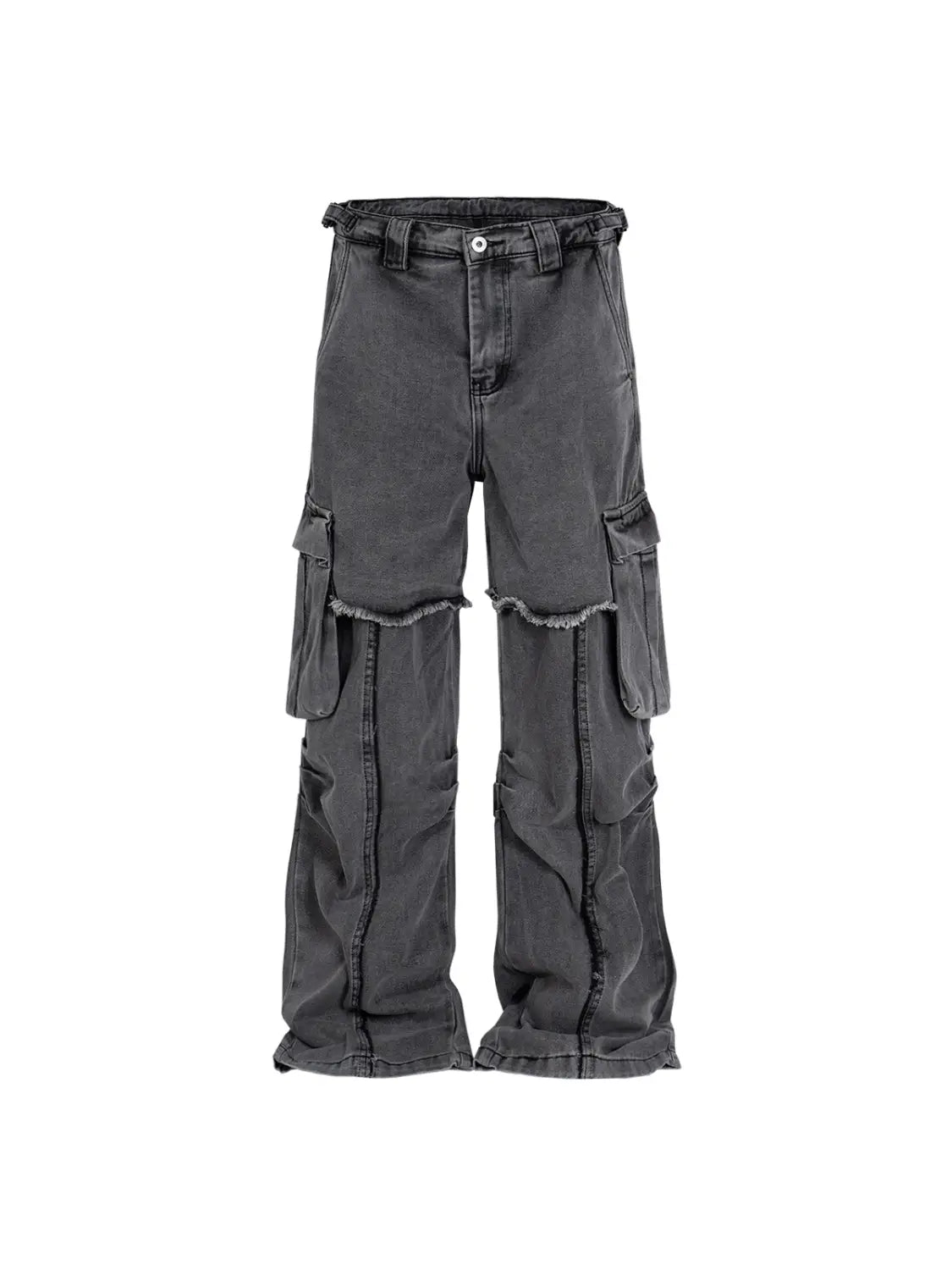 Men’s Double Layer Stitching Ruffle Straight-leg Trousers