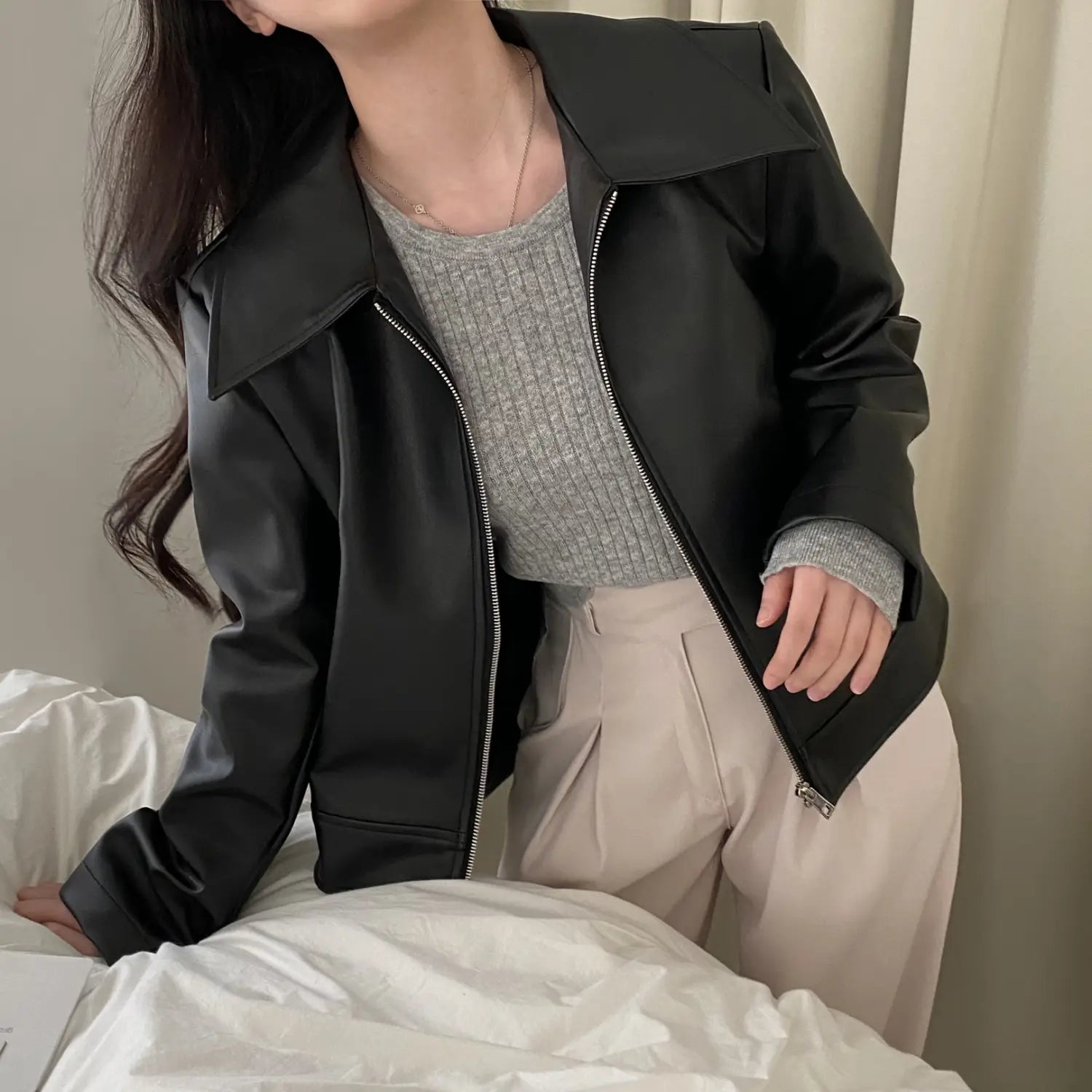 Handsome Cool Girl Versatile Motorcycle Jacket