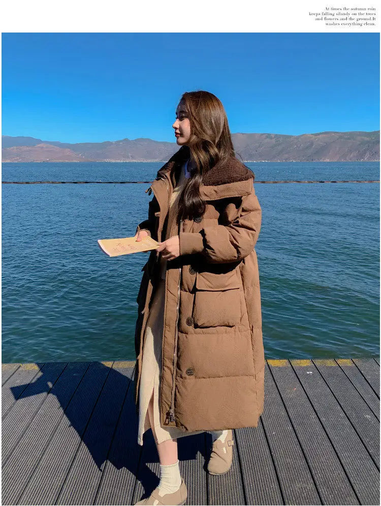 Below The Knee Korean Style Fashion Loose Cotton Coat