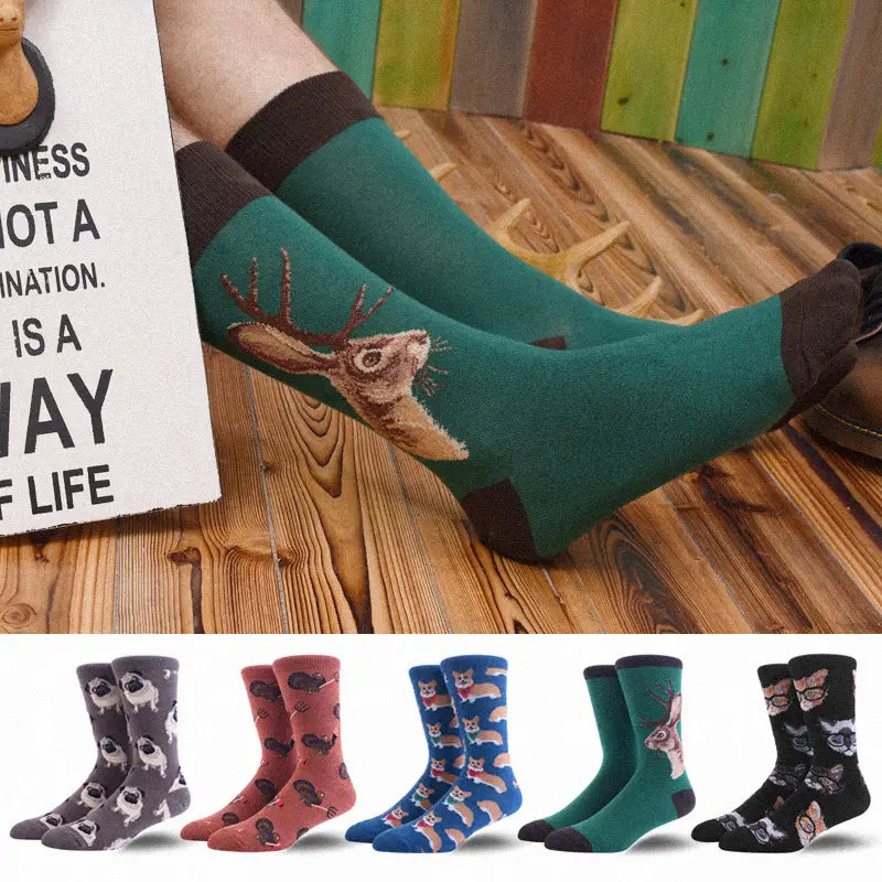 Fashionable And Simple Printed Mid-length Tube Men’s Socks