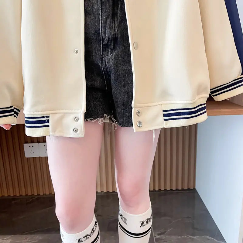 Casual Fashion Sweater Heavy Industry Cartoon Embroidery Contrast Color Baseball Uniform