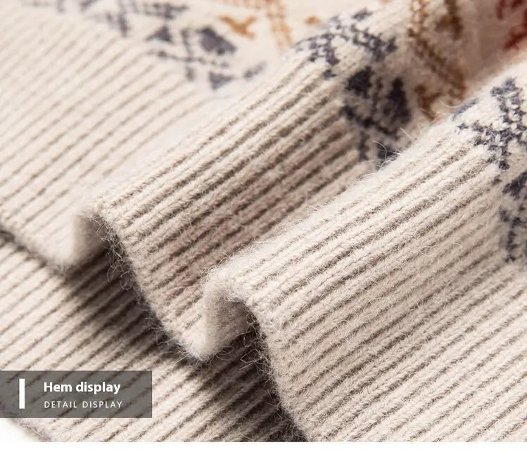 Men’s Pullover Thickened Striped Sweaters Bottoming Shirt