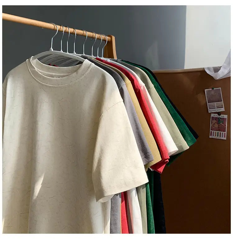 Stone Washed Ice-feeling Tencel Cotton Ice Silk Short Sleeve T-shirt
