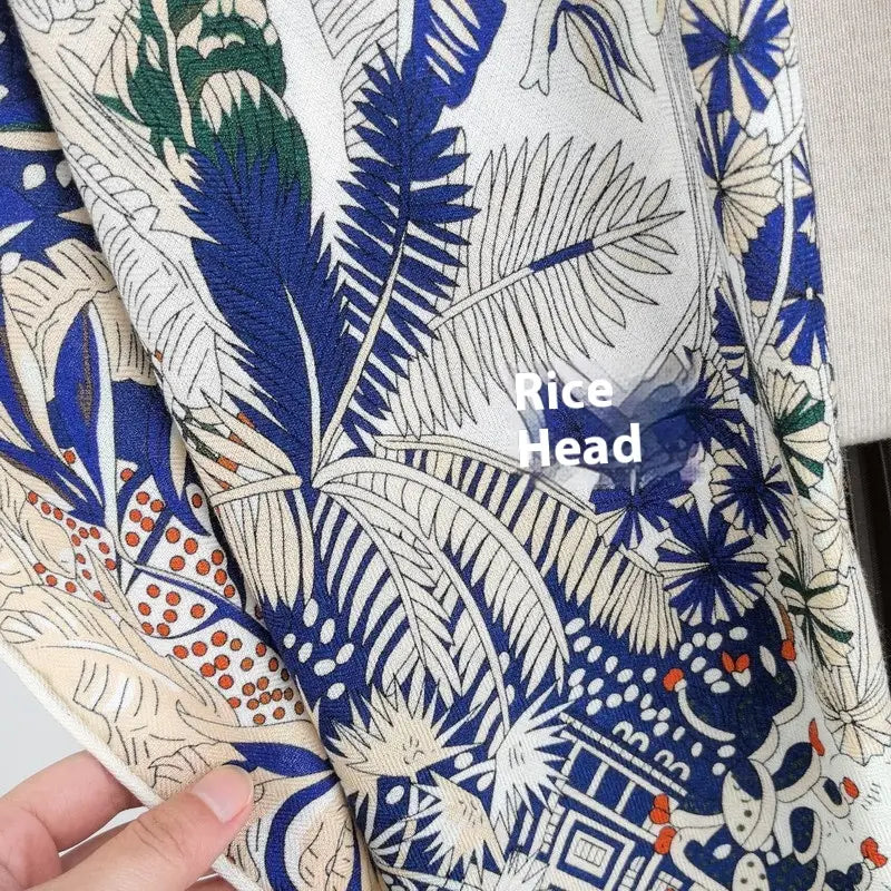 Prosperous Double-sided Same Color Printing Silk Wool Scarf