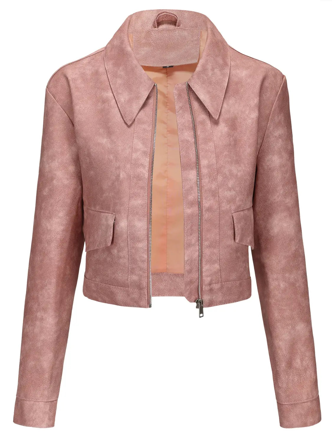 Women’s Long-sleeved Fashionable Faux Leather Jacket