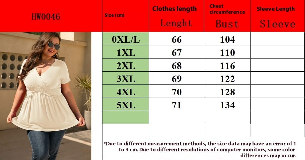 Women’s Plus Size T-shirt V-neck Top