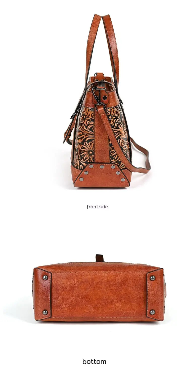 Retro Luxe First Layer Cowhide Bag High-End Fashion Online