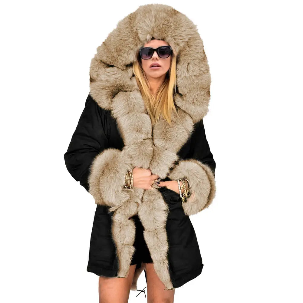 Cotton-padded Jacket Fur Collar Coat Hooded