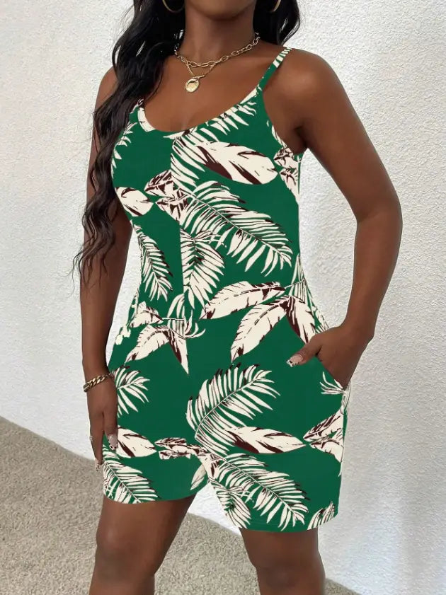 Women Casual All-Over Floral Print Sleeveless Jumpsuit