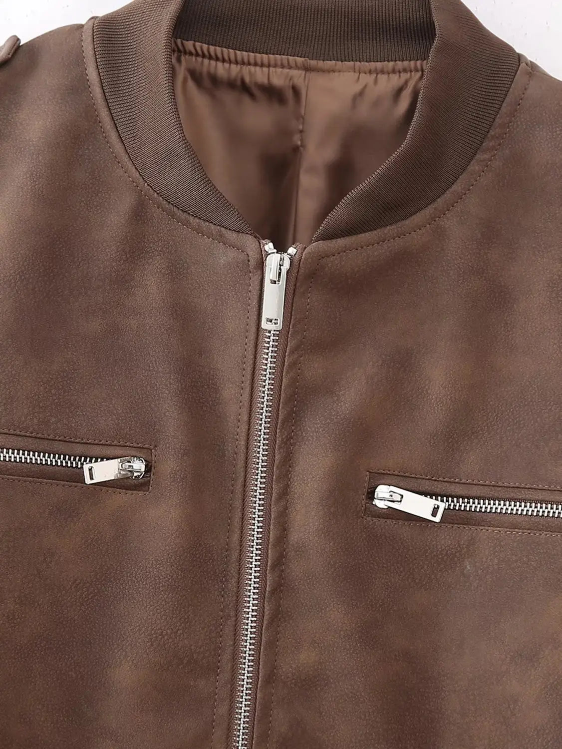European And American Street Fashion Casual Artificial Leather Jacket Coat