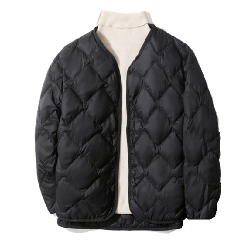Women’s Short Liner Plus Size Diamond Lattice White Duck Down V-neck Coat