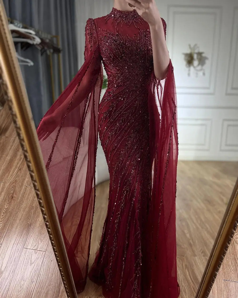 Elegant Flying Sleeves High-end Elegant Fishtail Banquet Host Dress