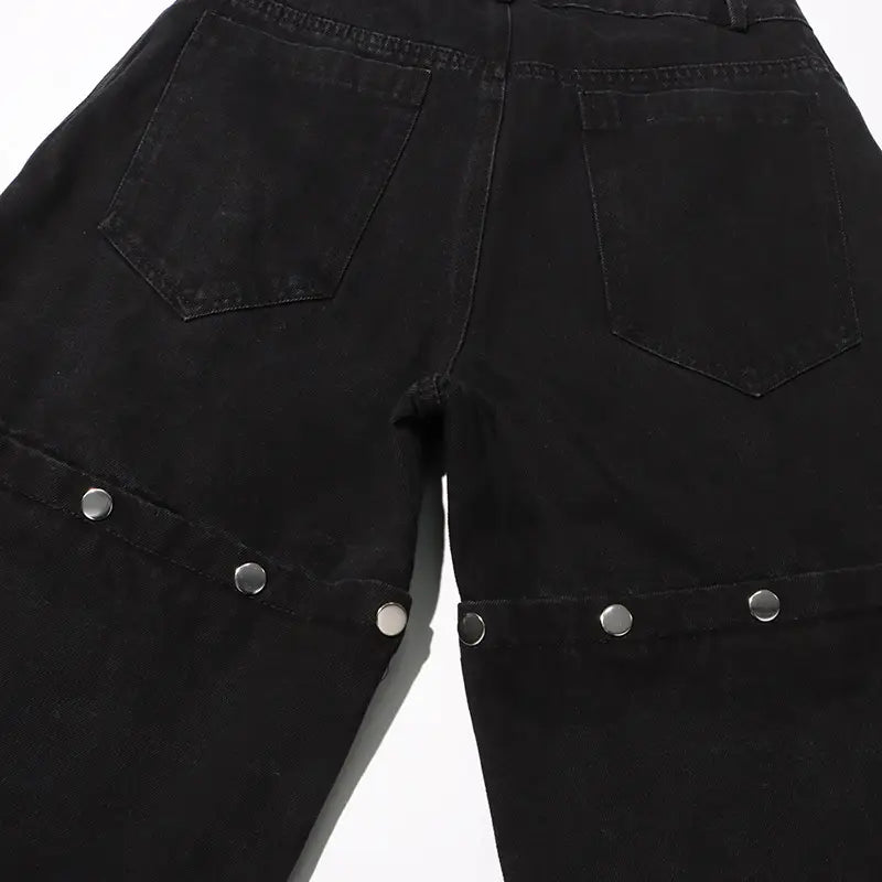 New Detachable Multi-button Design Irregular High Waist Jeans