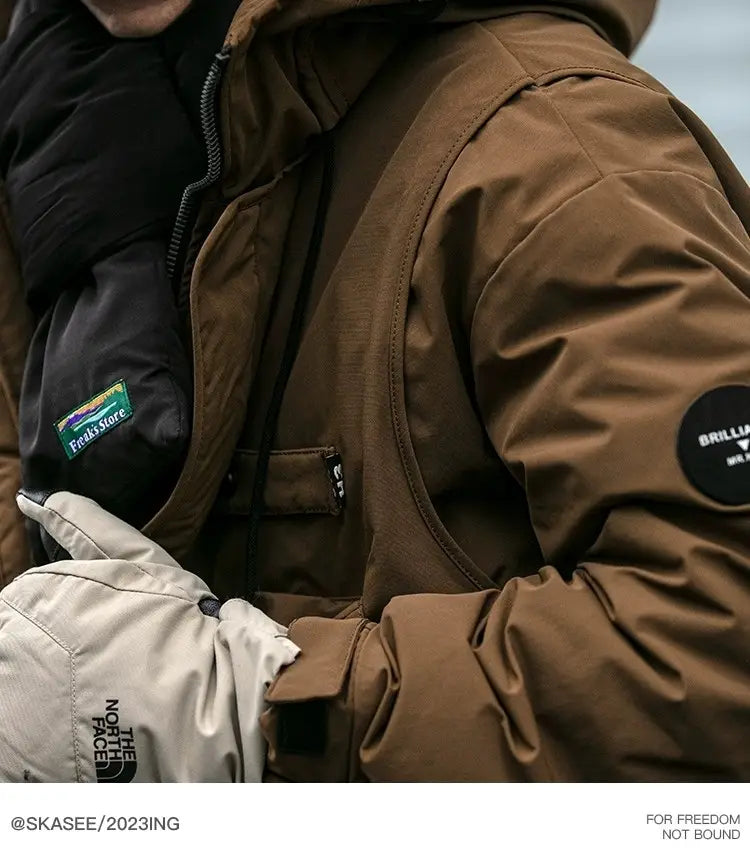 Loose Outdoor Multi-pocket Winter Workwear Hooded Down Jacket