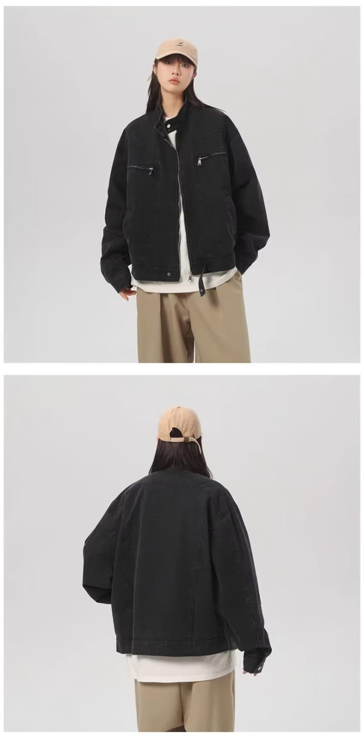 American Retro Washed Short Denim Coat