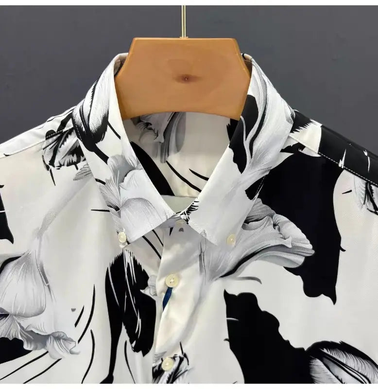 Men’s Floral Pattern Slim Fit Print Long Sleeve Shirt