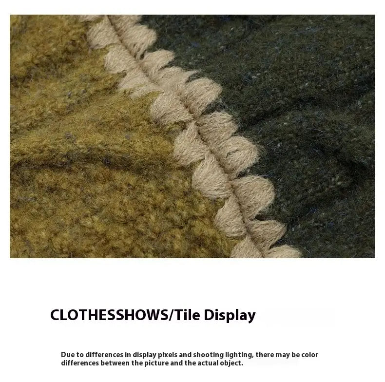 Men’s Retro Casual Contrast Color Patchwork Round Neck Knitwear