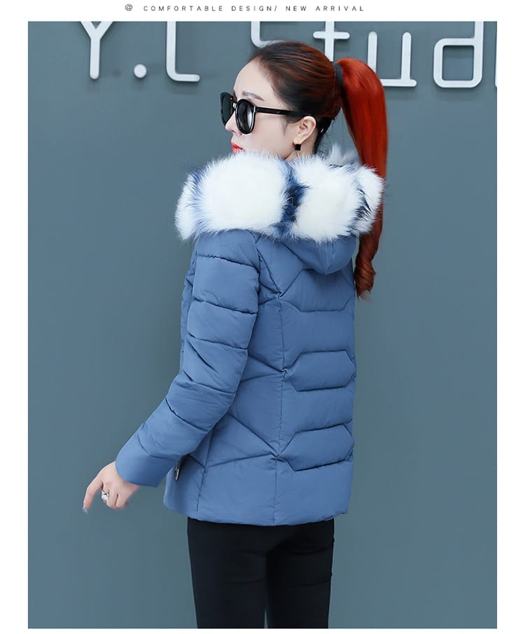 Women’s Short Detachable Large Fur Collar Cotton Coat