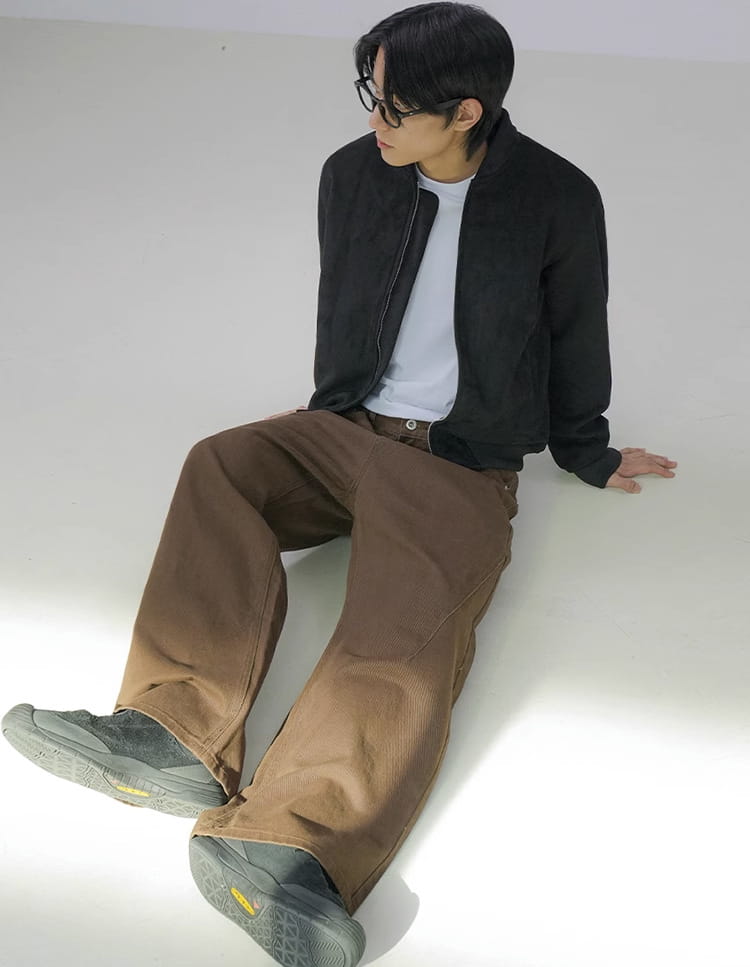 Washed Cotton Retro Brown Straight-leg Trousers