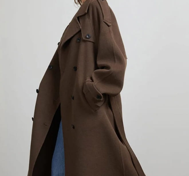 Loose Double Buckle Lapel Long Overcoat Outerwear