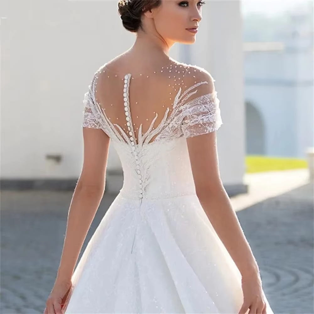 Off-shoulder Light Wedding Dress Bridal Main Yarn Lace Wedding Veil Small Trailing