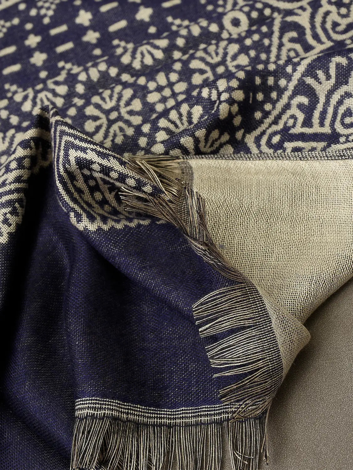 Cotton And Linen Yarn-dyed Scarf Short Beard Ethnic Style