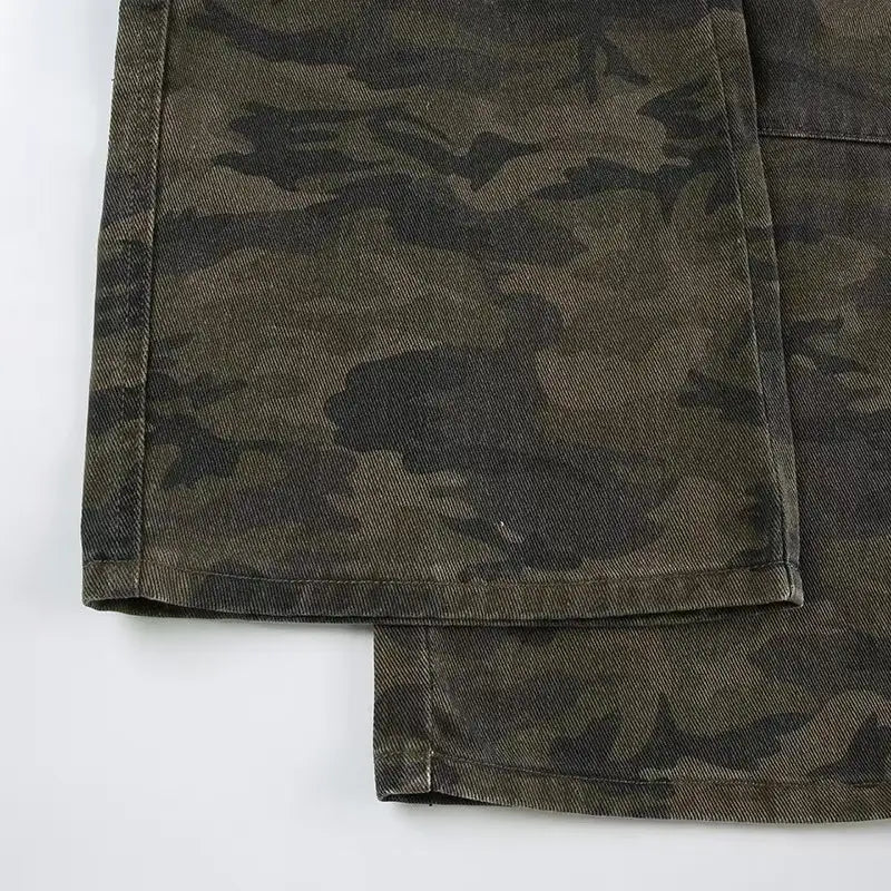 Loose Camouflage Workwear With Pocket Jeans