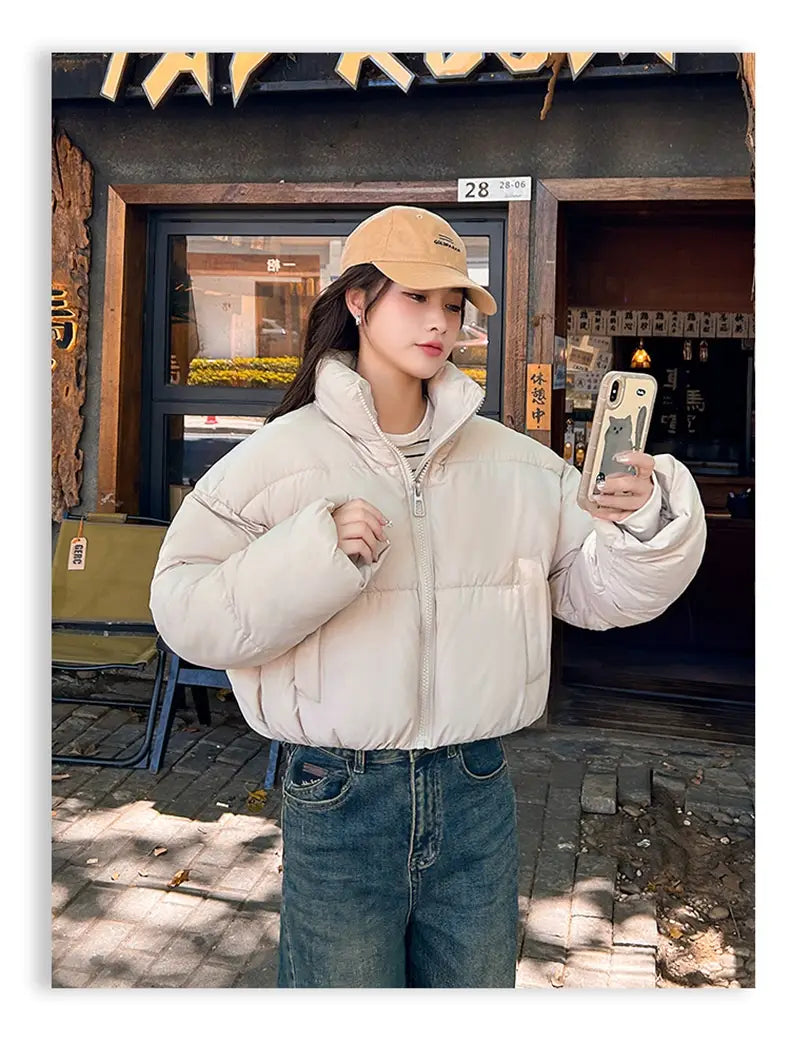 Stand-up Collar Thick Down Cotton Jacket Coat