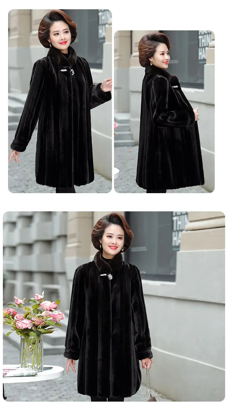 Loose Plus Size Leather Fur Coat Warm Mink Long Fashion