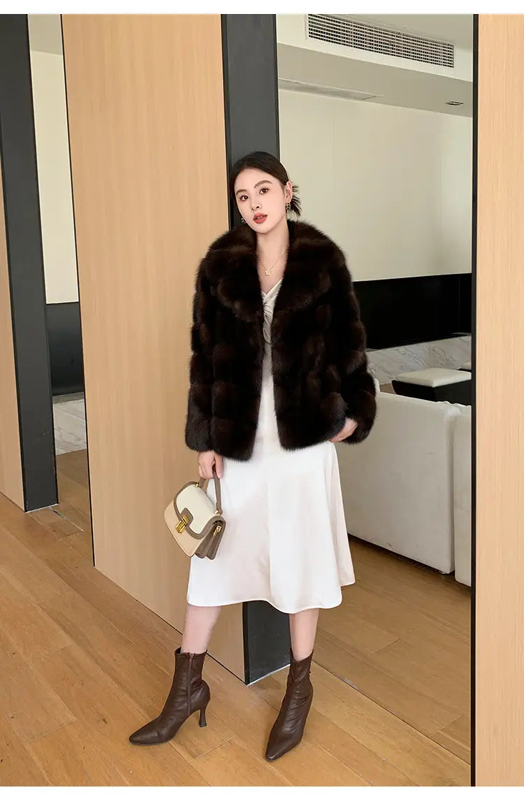 Artificial Fur Purple Sable Thick Warm Jacket