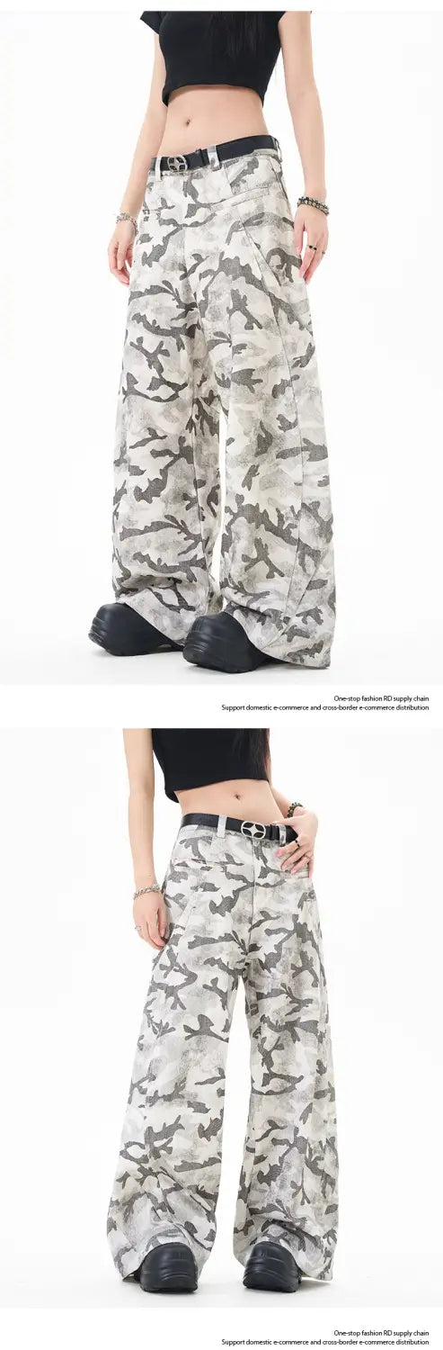 Cross-border Snow Straight Camouflage Cargo Pants