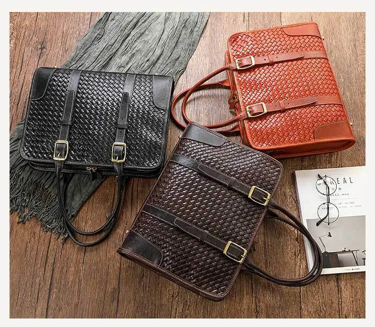 Women’s Hand-woven Handbag Vegetable Tanned Full-grain Leather Cowhide
