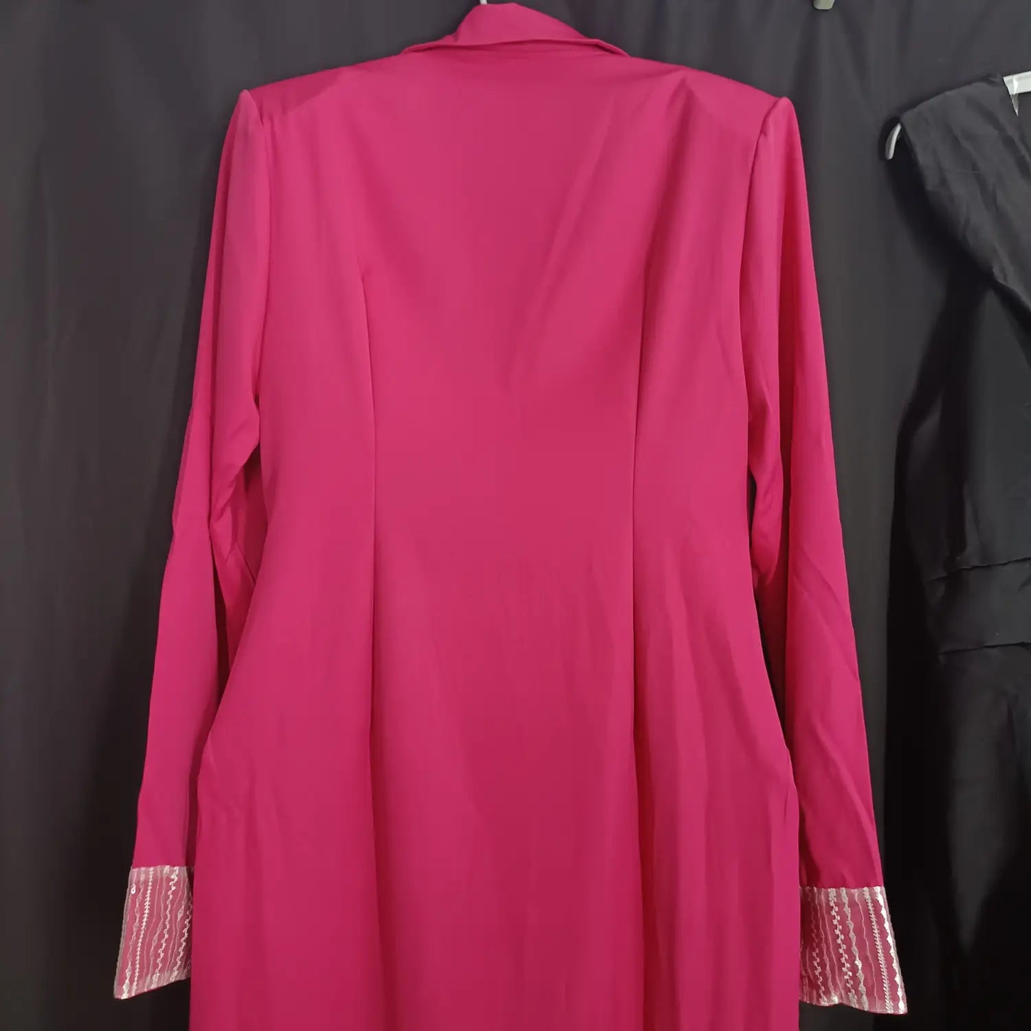 Rose Red Suit Collar Deep V Split High Waist Dress