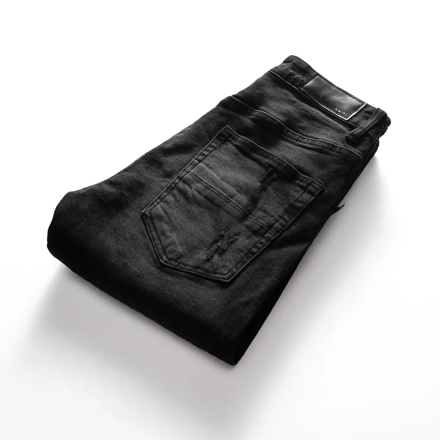 Men’s Black Patch Jeans Slim Fit Hong Kong Style